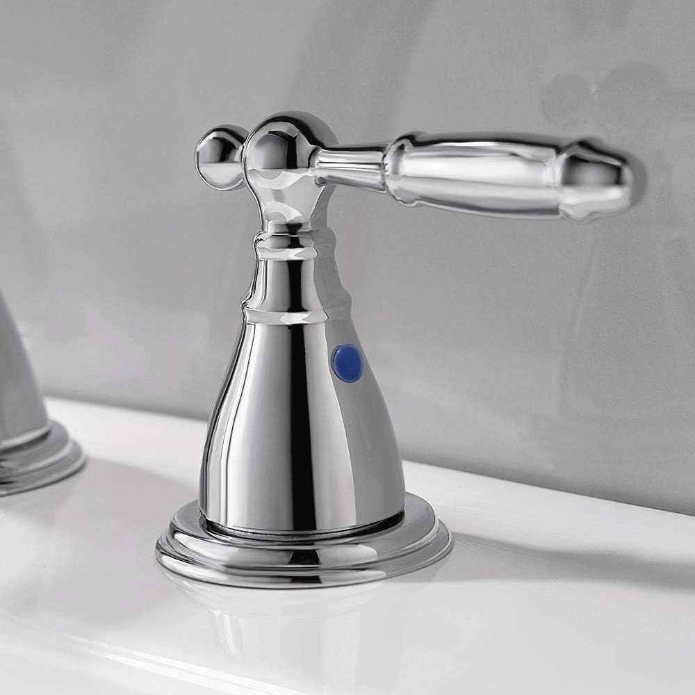 Phiestina 8-Inch Widespread Bathroom Faucet - Chrome, Lead-Free, Metal Pop-Up Drain, Model WF008-4-C