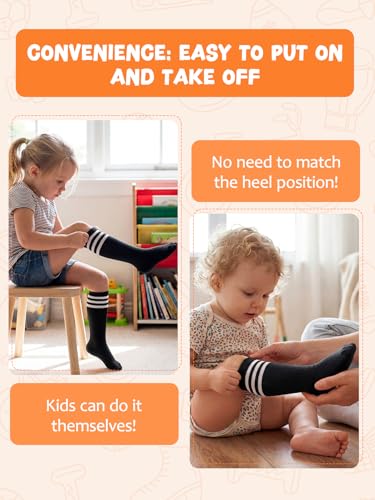 Kids Knee High Socks - Seamless Cotton Long Socks for School Spirit Week - Hot Pink, 6-9 Years