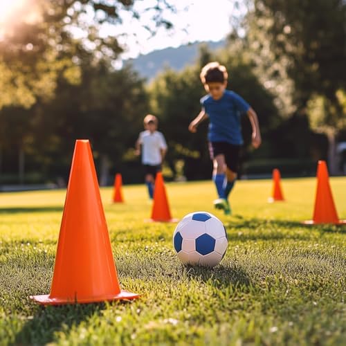 12 inch Soccer Training Cones for Outdoor Activity, Orange Traffic Cones,Plastic Sports Cones 10 Packs