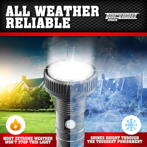 TacLight Max 3 Pk Rechargeable Flashlights High Lumens, LED Tactical Flashlight for Emergency and Camping, High Powered Bright Flash Light, Waterproof, Zoom Function