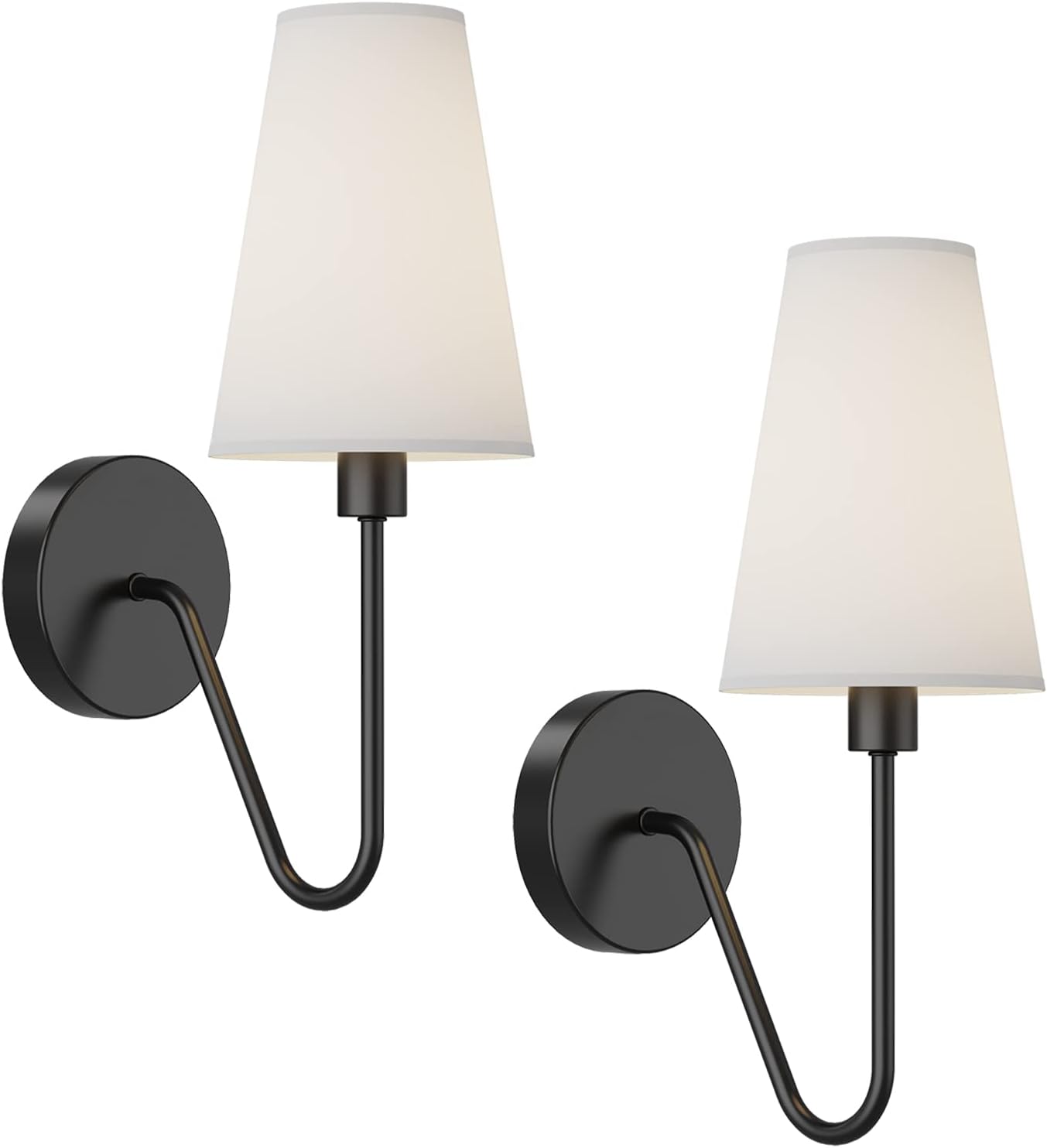 Gold Wall Sconce Lighting Fixture - Set of 2 Classic E12 Hardwired Lamps with Cream Shades