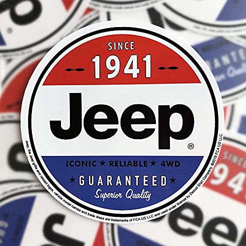 Jeep Since 1941 Red White and Blue Vinyl Sticker - 4" Circle