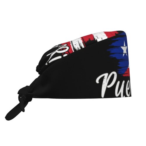 Cute Puerto Rico Flag Working Cap Women Men Cleaning Working Hats Adjustable Puerto Rican Tie Back Hats with Sweatband