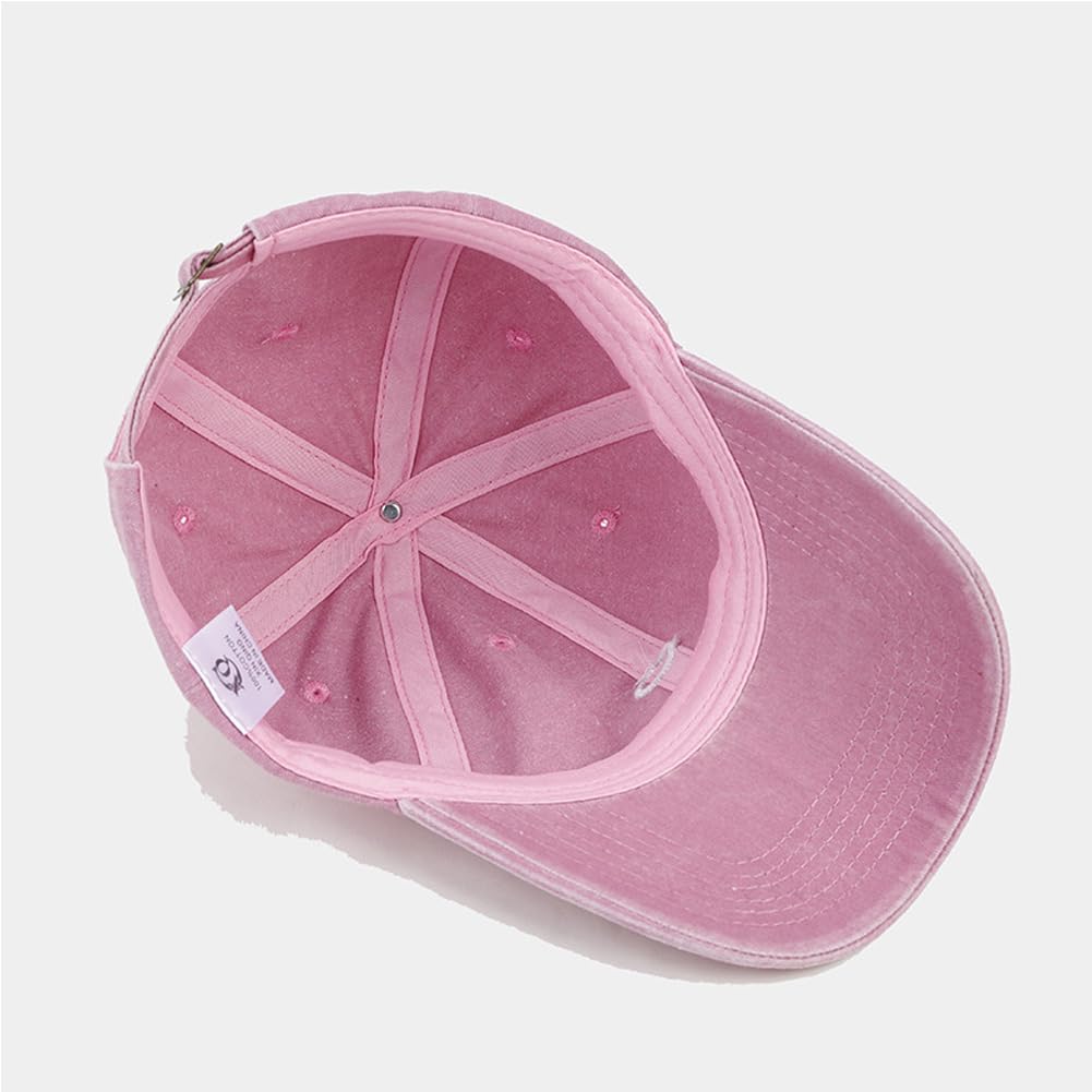 Agturber Cute Heart Hats for Women Vintage Washed Cotton Embroidered Baseball Cap Adjustable Low Profile Dad Hat Pink