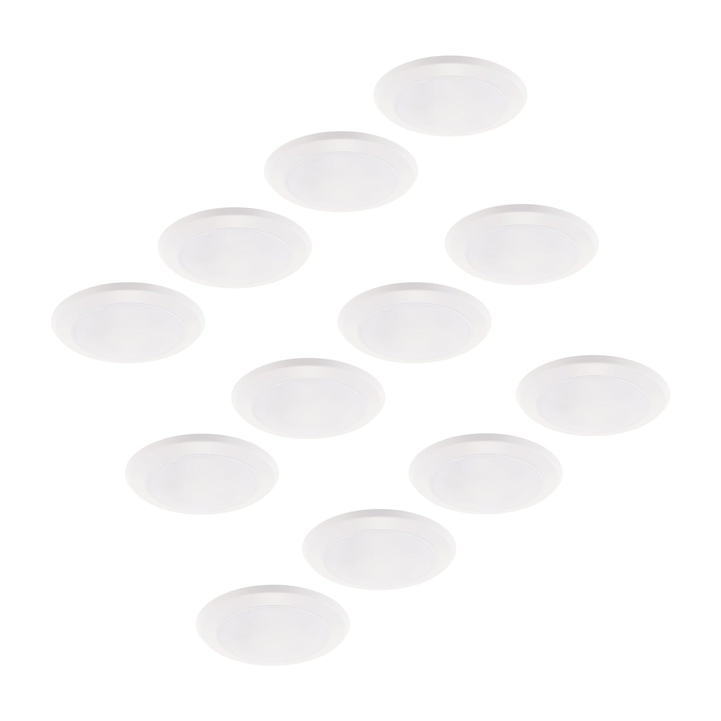 East Grove Home Builder Essential 6in Round Disc LED Recessed Flush Mount 10W 800 Lumens with 5-CCT 2700-3000-3500-4000-5000K in White (Pack of 12)