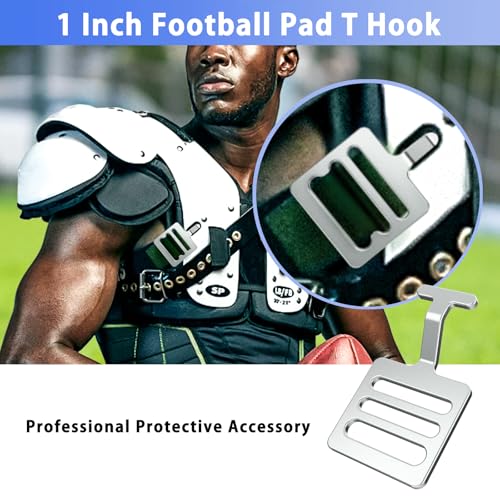 1 Inch Shoulder Pad T Hook - 12 Pcs Silver Football Gear