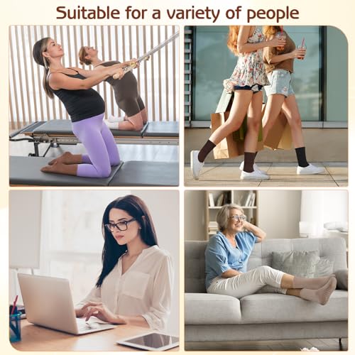 Non-Slip Pilates Grip Socks for Women - 6 Pair Crew Sock Set