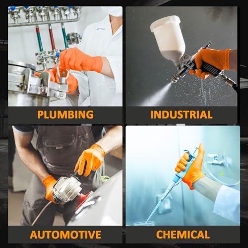 Heavy Duty Nitrile Gloves, 10-mil Thick, Diamond Texture, Powder and Latex Free, Set of 100