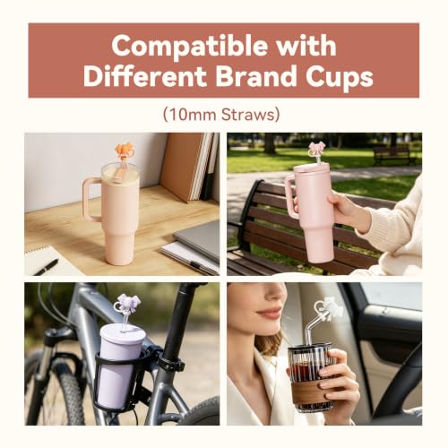 5-Pack Silicone Bow-Knot Straw Covers for 10mm Tumbler Straws - Orange