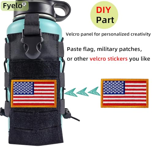 Fyelo Basic Molle Water Bottle Holder - Adjustable 16-76 oz Outdoor Pouch, Black