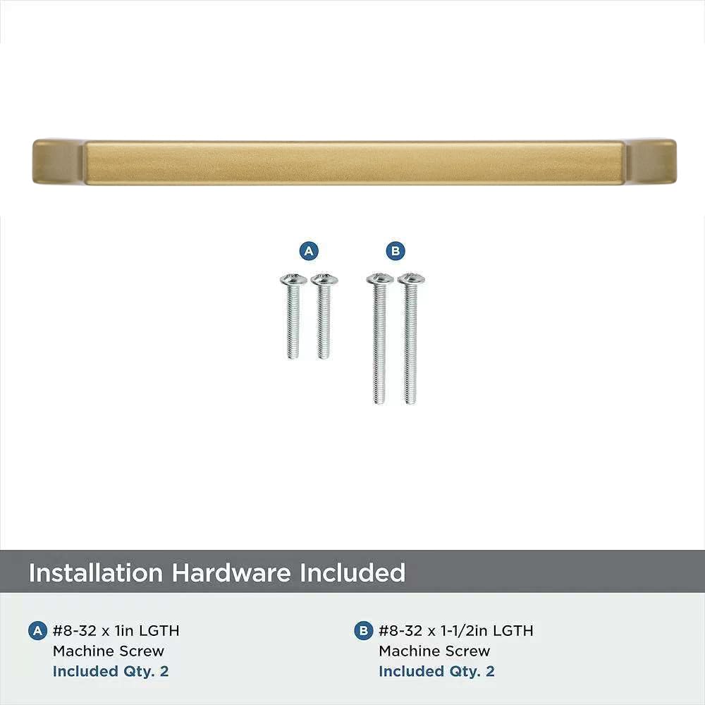 khtumeware 2-Pack 4 Inch Square Brushed Gold Cabinet Pulls, Solid Satin Gold Zinc Alloy Heavy-Duty Handles for Kitchen/Bathroom Cabinets, Drawers & Cupboards (4 Inch Center to Center)