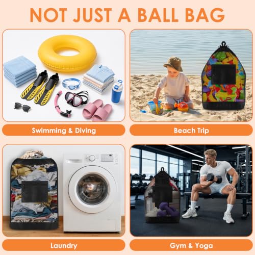 BROTOU 21x27 inch Soccer Ball Bag with Double Shoulder Straps (Fits 5 Basketballs/6 Soccer Balls) - Black