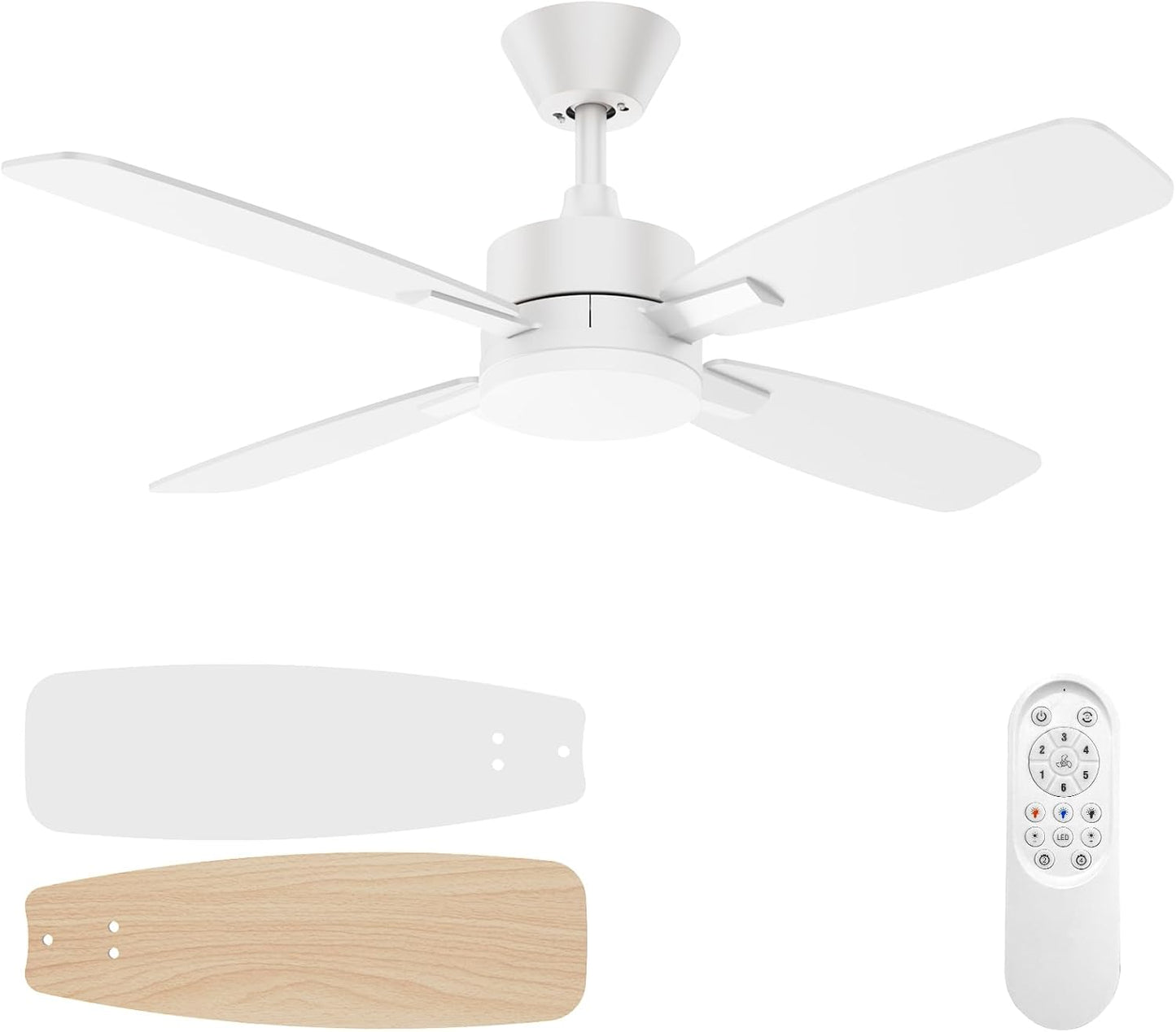 52-Inch Ceiling Fan with Remote Control & Dimmable Light - Noiseless DC Motor for Indoor/Outdoor Use
