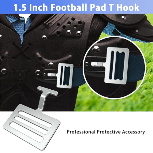 12 Pcs 1.5 Inch Silver Football Shoulder Pad T Hooks for Protective Gear