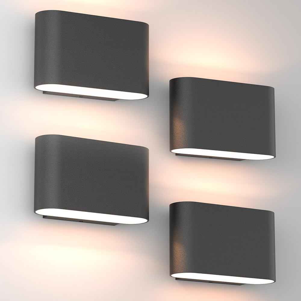 Modern Black LED Wall Sconces Set of 2 - Hardwired Up & Down Indoor Lights for Living Room, Bedroom, Hallway - Warm White 3000K (Includes G9 Bulbs)