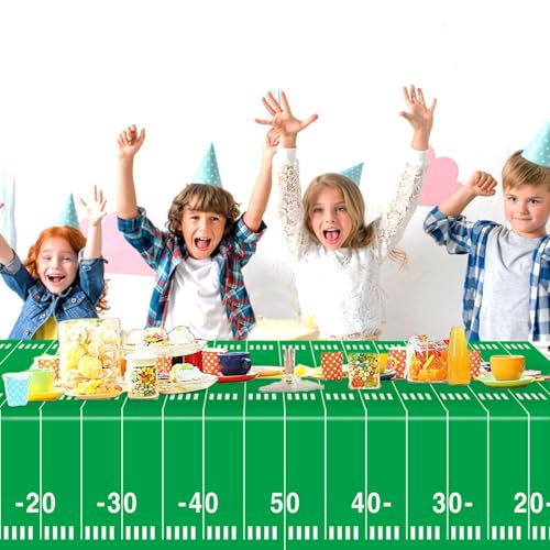 Football Field Disposable Tablecloths - 54 x 108 Inch, 2 Pack