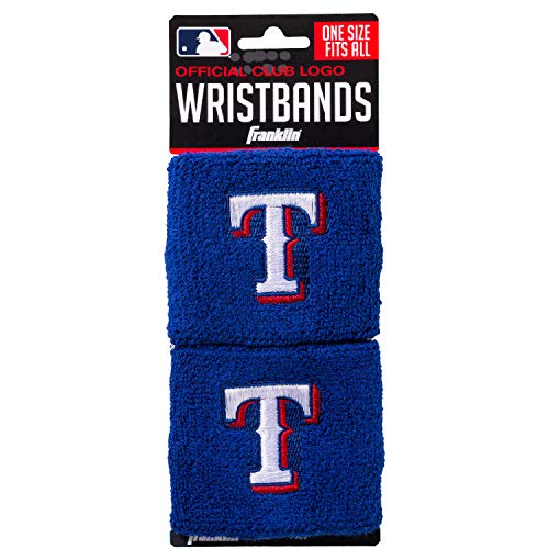 MLB Team Logo Sweat Wristbands - 2.5-Inch Absorbent Terry Cloth - Texas Rangers
