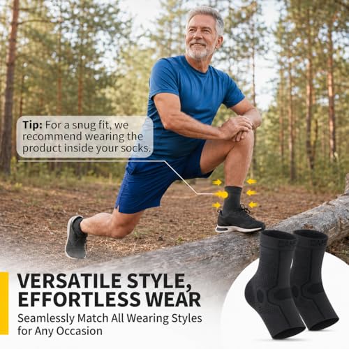 CAMBIVO Ankle Compression Sleeve Support for Men & Women, 1 Pair