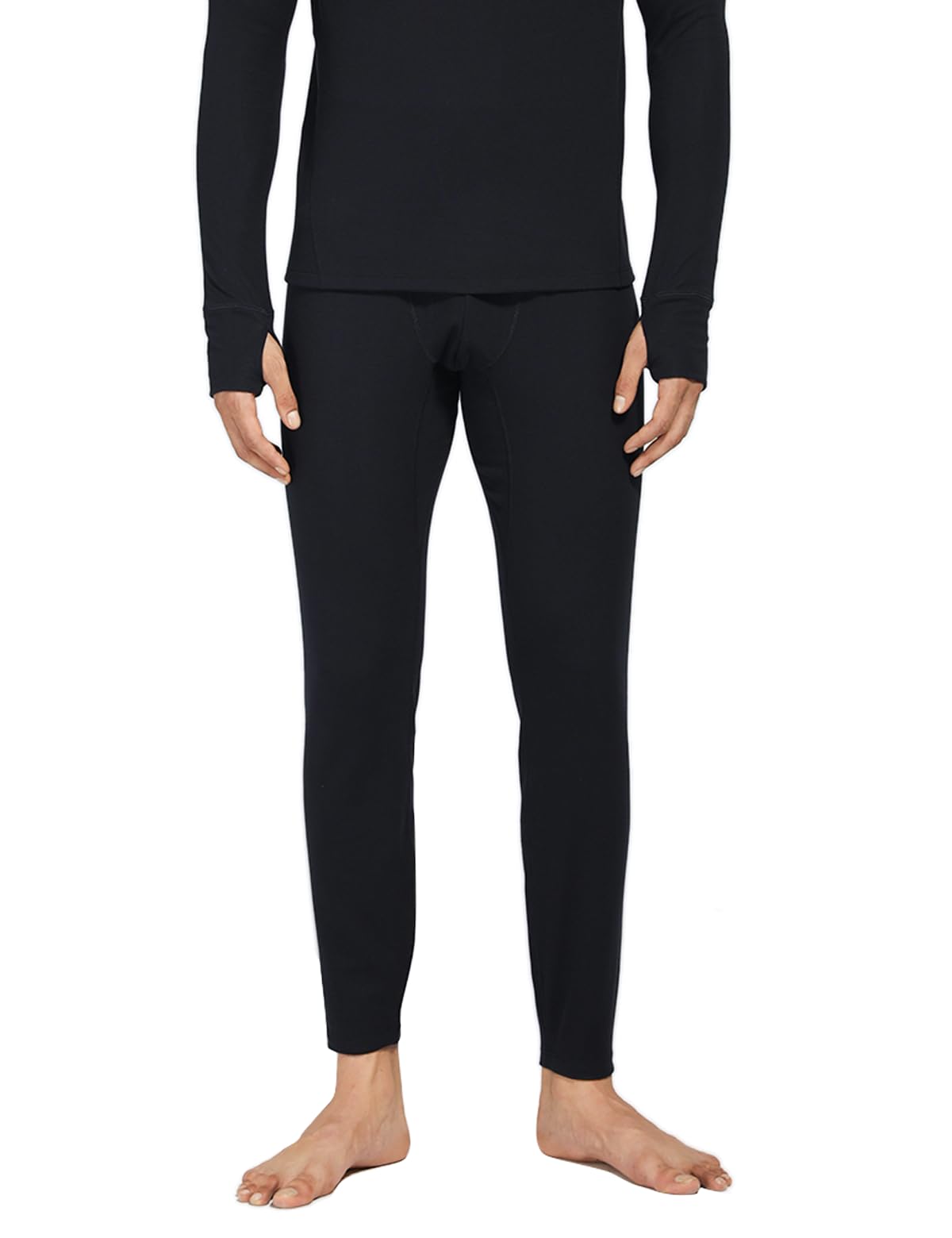gagli Thermal Underwear Bottoms for Men, Thermo Pants Fleece Lined Leggings Soft Warm Base Layer - Lightweight Long Johns for Cold Weather Black