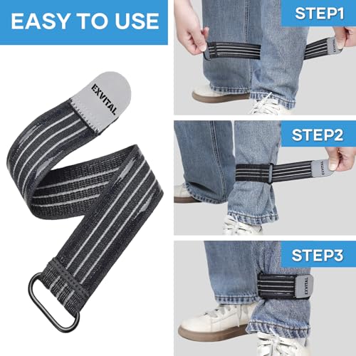 Adjustable Elastic Ankle Straps - High Visibility Reflective - Black, 2pcs