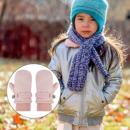 Warm Ski Gloves for Kids - Thickened Cold Weather - Pink, 2-4 Years
