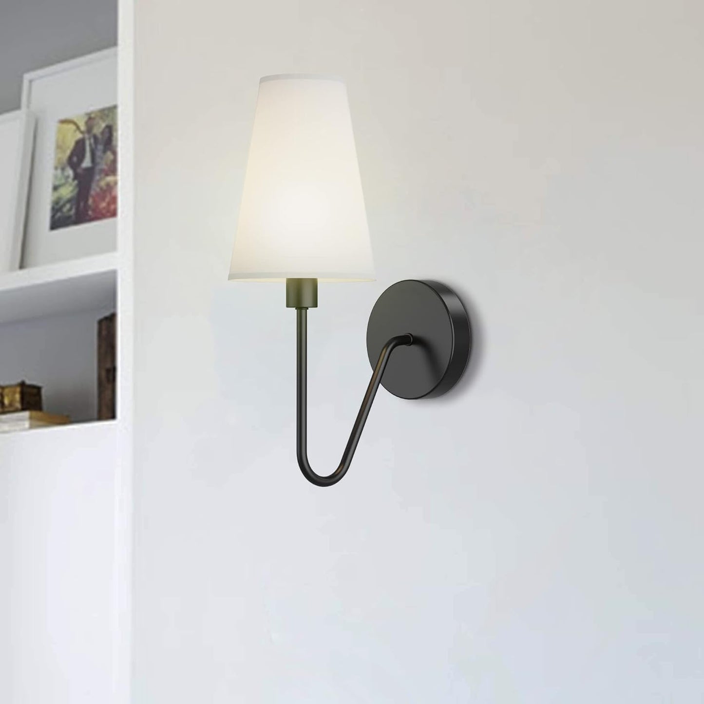 Gold Wall Sconce Lighting Fixture - Set of 2 Classic E12 Hardwired Lamps with Cream Shades