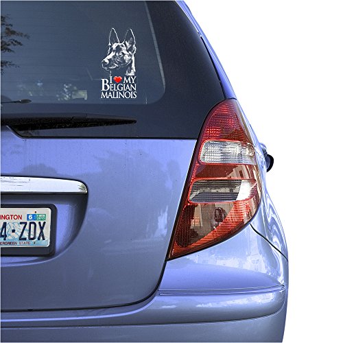 I Love My Belgian Malinois Vinyl Window Decal Sticker - Dog Lover Sign