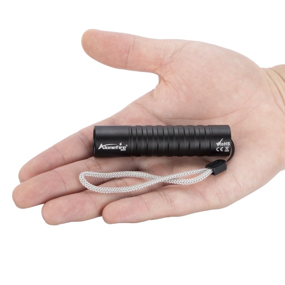 ALONEFIRE SV99 395nm UV Flashlight Small 3W Mini Black Light USB C Rechargeable Money Detector for Pet Urine Detector, Scorpion, Resin Curing, Bed Bug, Fishing, Minerals with Built-in Battery