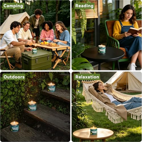 Olorvela 2 Pack Outdoor & Indoor Citronella Soy Wax Candles - 18oz, 60+ Hours Burn Time, Natural Scent, Reusable Metal Tins