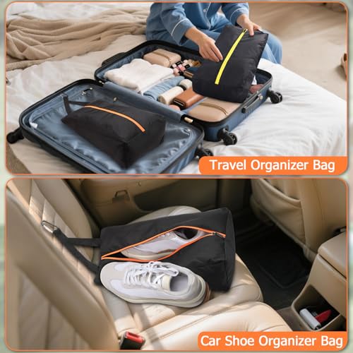 TOBWOLF 2PCS Golf Shoe Bags Water-Resistant Smelly Cleats Storage Black-Orange & Black-Yellow