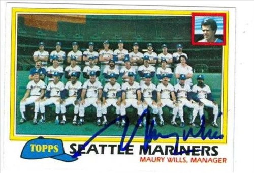 Maury Wills Autographed Baseball Card - Seattle Mariners 1981 Topps #672