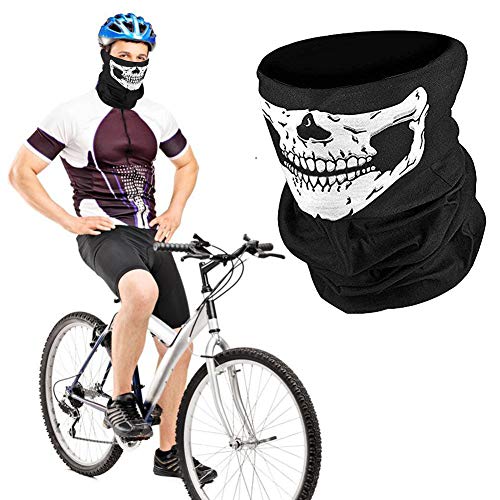 Breathable Skull Face Mask Scarf - White - 3Pcs Seamless Balaclava