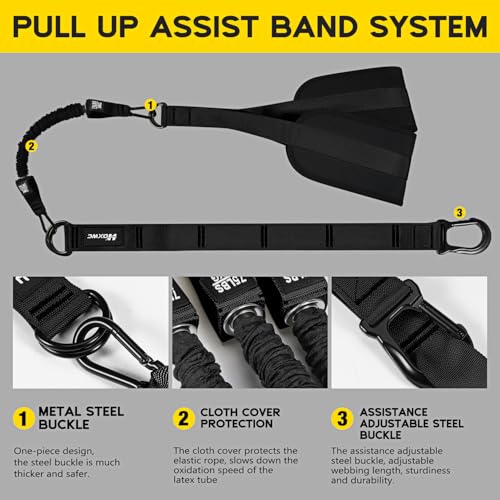 HOXWC Black Adjustable Resistance Bands for Pull Ups, Heavy Duty Fitness Aid