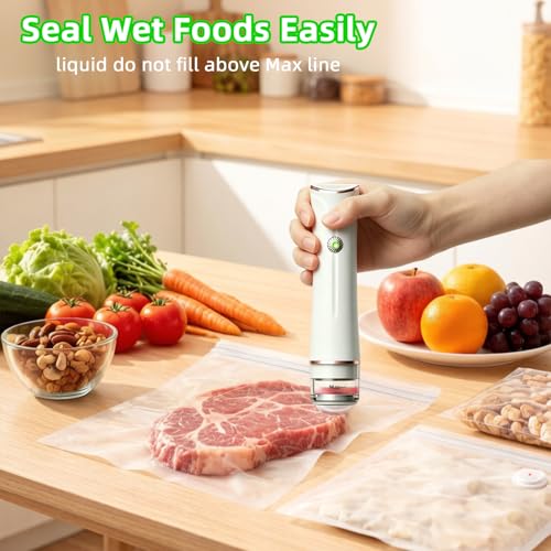 HSAIKJ Handheld Vacuum Sealer for Food – Cordless with 30 Bags Included