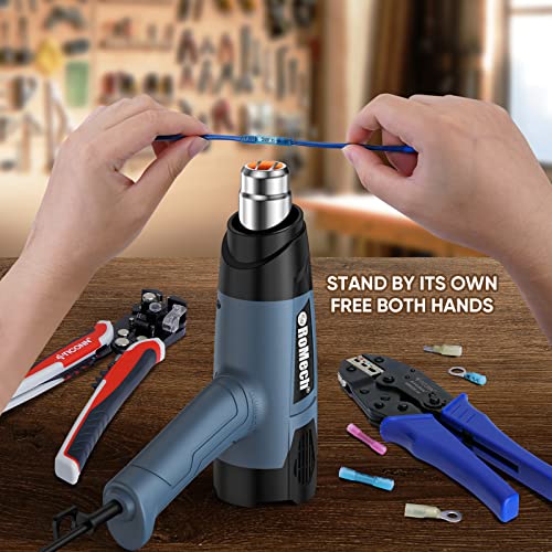 ROMECH 1500W Heavy Duty Heat Gun, Variable Temperature Control Hot Air Gun Kit with 2 Air Flow 120¡ÆF~1200¡ÆF and 4 Nozzles for Crafts Shrink Wrap (Blue)