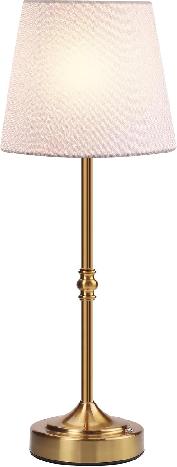 Rechargeable Cordless Touch Table Lamp - 5000mAh Battery, 3-Level Dimmable, Portable Brass Night Light for Home & Patio