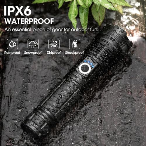 Rechargeable 99,000 High Lumens Flashlight - 2Pack Bright LED Flash Light with 5 Modes, Powerful Waterproof Handheld Lintera for Camping Home (L-2P)