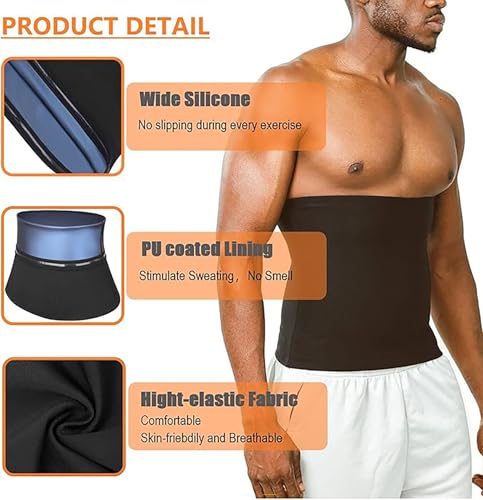 Waist Trimmer for Men Sauna Belt - Neoprene-Free, X-Large Blue