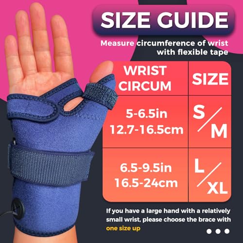 CREATRILL Thumb & Wrist Brace for Carpal Tunnel Relief, Electric Hand Heating Pad for CMC Joint Thumb Arthritis, Tendonitis, Wrist Support