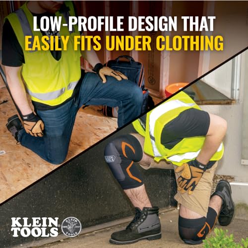 Klein Tools 60622 Knee Pad Compression Sleeve, Knee Support for Construction, Workers and Athletes, Black, S/M