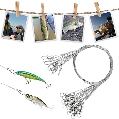AMYSPORTS 20pcs Stainless Steel Saltwater Fishing Leaders 11.8in 50lb Heavy Wire