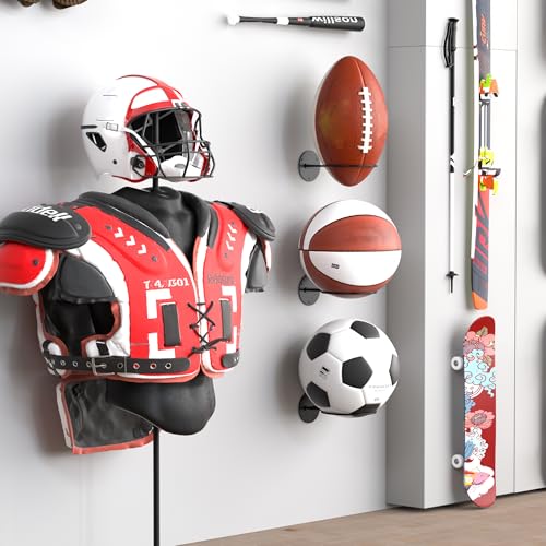 Wall Mounted Basketball Holder - Minimalist Ball Rack for Boys Room