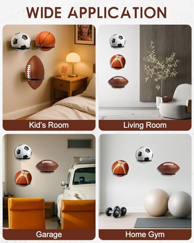 Wall Mount Basketball Holder Set – Space-Saving Sports Ball Organizer for Home, Gym, Garage