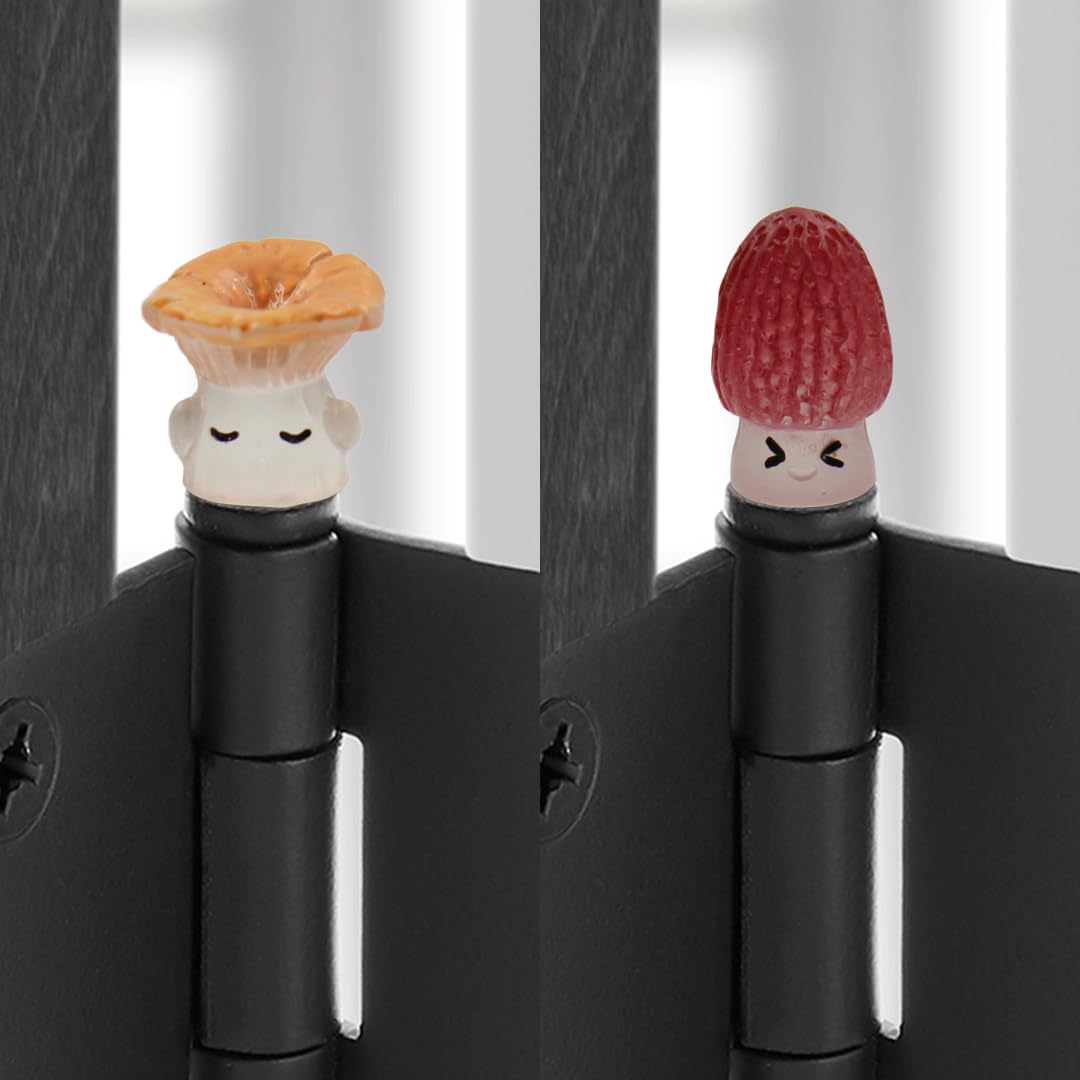 Mushroom Hinge Head Home Decoration Set of 6 - Glow in The Dark Hinge Heads Decorative Topper - Magnetic Hinge Head Toppers