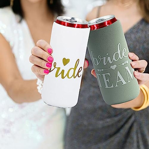 Sage Green LADY&HOME 10-Piece Bride & Team Can Coolers Set, Bachelorette Party Favors