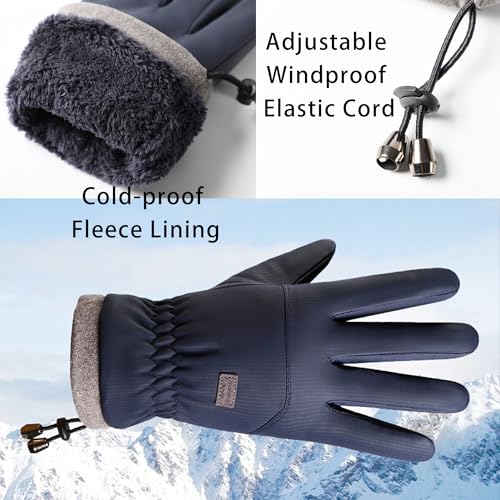 Waterproof Winter Ski Gloves for Men & Women - Medium, Solid Black
