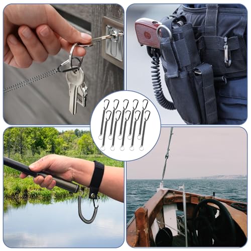 Heavy Duty Fishing Lanyards - 6 Pack Retractable Coil Keychains