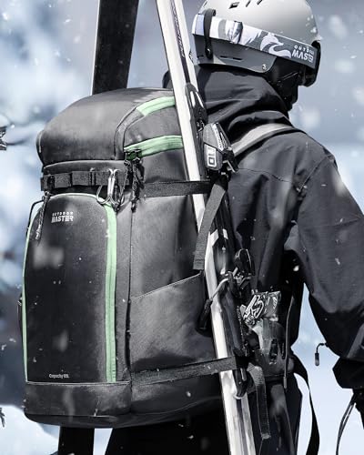 OutdoorMaster 65L Ski Boot Backpack Bag Grey - Waterproof, 4 Compartments