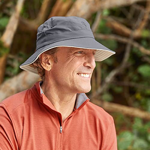 Coolibar Men's Nate Chlorine Resistant Bucket Hat Small-Medium Stone UPF 50+ Sun Protection