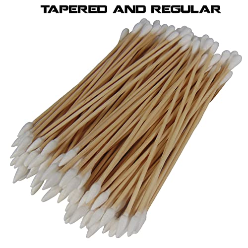 6-Inch Double Sided Cotton Swabs - 100 Pack, Tapered & Regular Tips